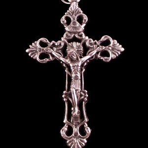 Open Fleur-de-Lis Rosary Crucifix Medal Pendant Italian Rosary Parts image 8