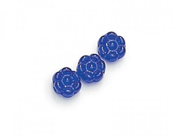 Czech Glass Beads 6mm Cobalt Blue Flowers 100 Beads | Italian Rosary Parts