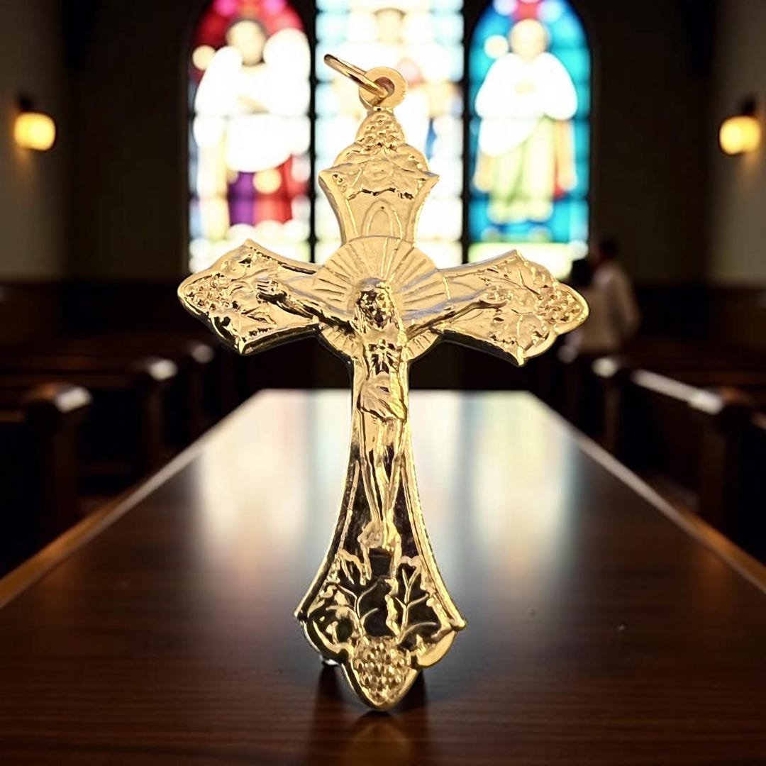 Gold Finish Italian Rosary Crucifix With Grape Leaf Vine Design - Etsy