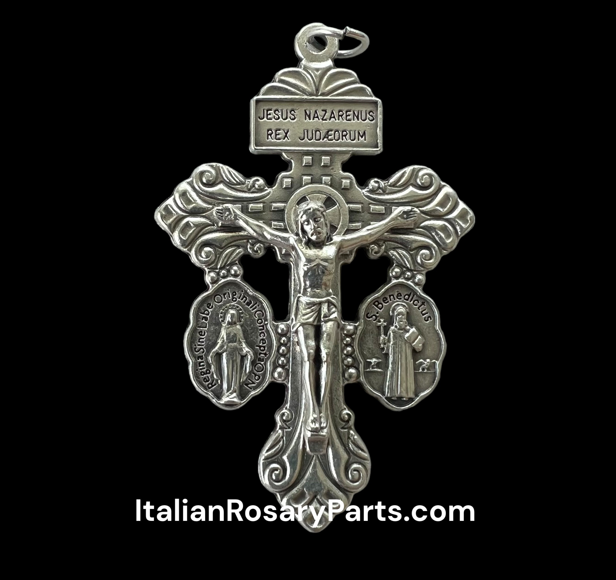Silver Pardon Crucifix With Miraculous and Saint Benedict Medals