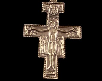 Bronze San Damiano Rosary Crucifix with English Prayer On Back | Italian Rosary Parts