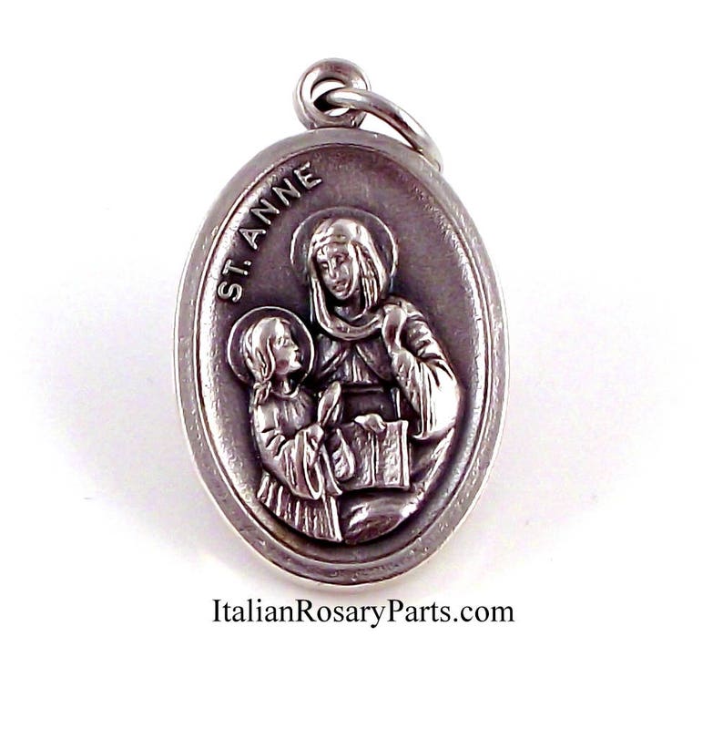 Saint Anne, St Anne, Catholic Medal Patron Saint of Grandmothers Italian Rosary Parts image 1