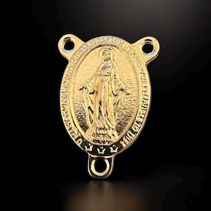 Miraculous Medal Rosary Centerpiece | Gold Finish | Catholic Rosary Parts | Rosary Findings | Italian Rosary Parts