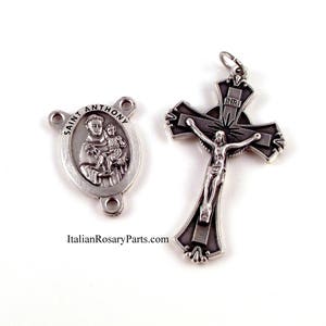 Saint Anthony Rosary Crucifix and Center Set | Italian Rosary Parts