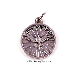 Holy Spirit Catholic Medal | Prayer On Back | Made In Italy |  Italian Rosary Parts