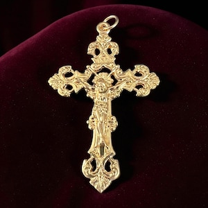 Gold Fleur-de-Lis Rosary Crucifix, Italian Made