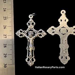 Open Fleur-de-Lis Rosary Crucifix Medal Pendant Italian Rosary Parts image 6