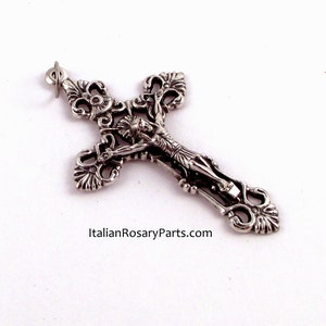 Open Fleur-de-Lis Rosary Crucifix Medal Pendant Italian Rosary Parts image 2