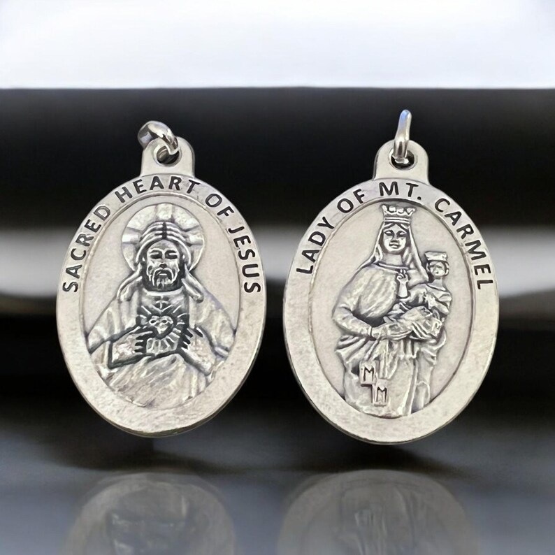 Virgin Mary Scapular Medal: Sacred Heart of Jesus, Italian Catholic ...