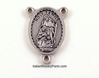 Holy Family Rosary Center, Saint Joseph, Virgin Mary, Baby Jesus Medal | Italian Rosary Parts