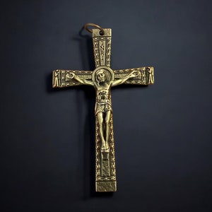 Modern StyleBronze Rosary Crucifix w Intricate Border and Angels on Crossbar | Italian Rosary Parts Religious Supply