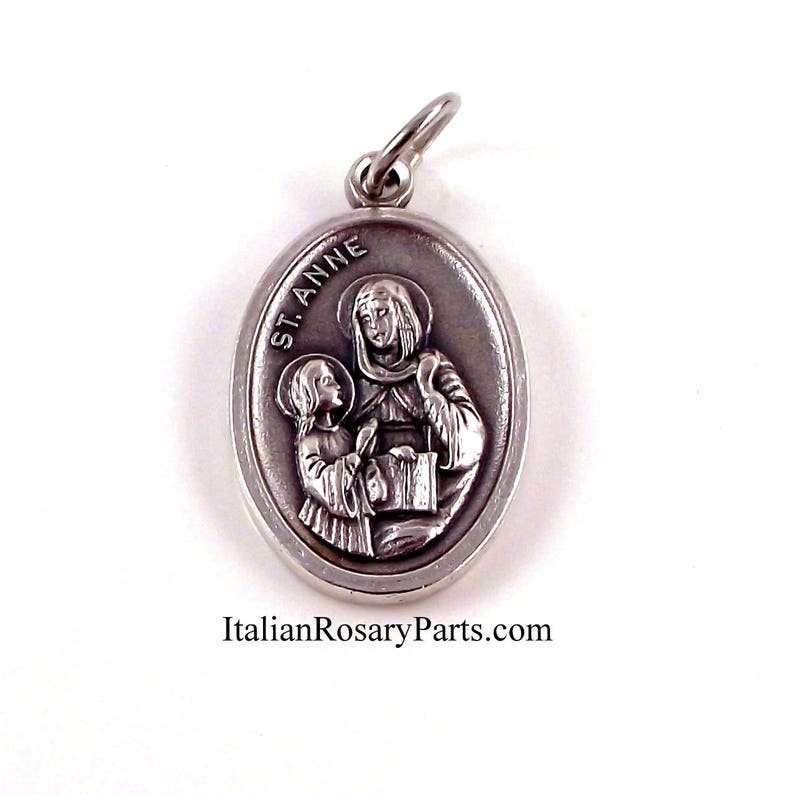 Saint Anne, St Anne, Catholic Medal Patron Saint of Grandmothers Italian Rosary Parts image 2