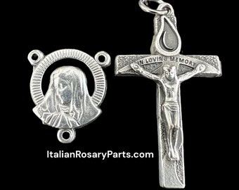 In Loving Memory Rosary Crucifix and Our Lady of Sorrows Center Set  Italy Rosary Parts | Italian Rosary Parts