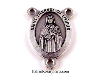 Saint Therese of Lisieux The Little Flower Rosary Center Medal | Italian Rosary Parts