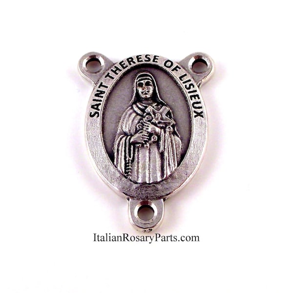 Saint Therese of Lisieux The Little Flower Rosary Center Medal | Italian Rosary Parts