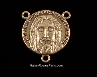 Holy Face of Jesus Veronica's Veil Bronze Rosary Center Medal | Italian Rosary Parts