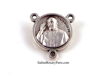 Pope Francis Italian Rosary Center Medal w Papal Coat of Arms | Italian Rosary Parts