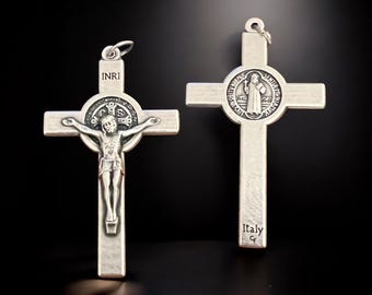 Saint Benedict Rosary Crucifix 2-Inch, Made In Italy | Italian Rosary Parts