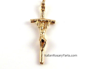 Gold Tone Papal Rosary Crucifix of Pope Saint John Paul II | Italian Rosary Parts