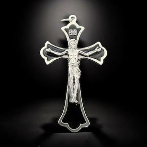 Catholic Rosary Parts | Black Enamel Rosary Crucifix | Made In Italy | Confirmation Crucifix | Italian Rosary Parts