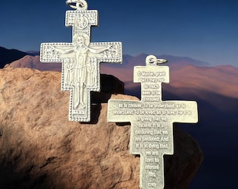 San Damiano Rosary Crucifix with English Prayer On Back | Italian Rosary Parts