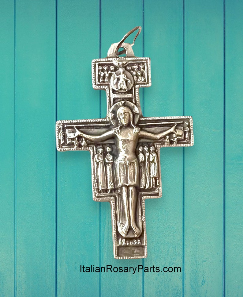 San Damiano Italian Rosary Crucifix with Latin Prayer on Back, Two Sizes To Choose From Italian Rosary Parts image 4