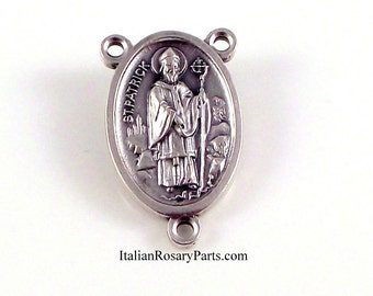 Saint Patrick and Saint Bridget Brigid of Ireland Rosary Center Medal | Italian Rosary Parts