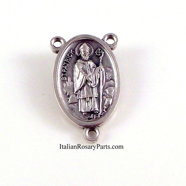 Saint Patrick and Saint Bridget Brigid of Ireland Rosary Center Medal | Italian Rosary Parts