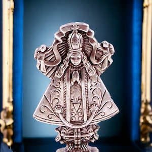 Estatua católica en miniatura de la Virgen María de San Juan de los Lagos, estatua adhesiva para salpicadero de coche, nicho, santuario para el hogar, hecha en Italia.