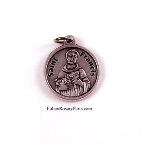 St Francis of Assisi Religious Medal Lord Make Me An Instrument of Thy Peace Italian Rosary Parts image 1
