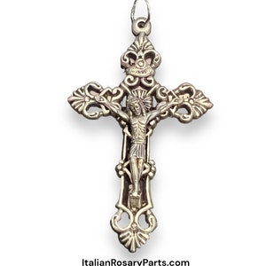 Open Fleur-de-Lis Rosary Crucifix Medal Pendant Italian Rosary Parts image 7