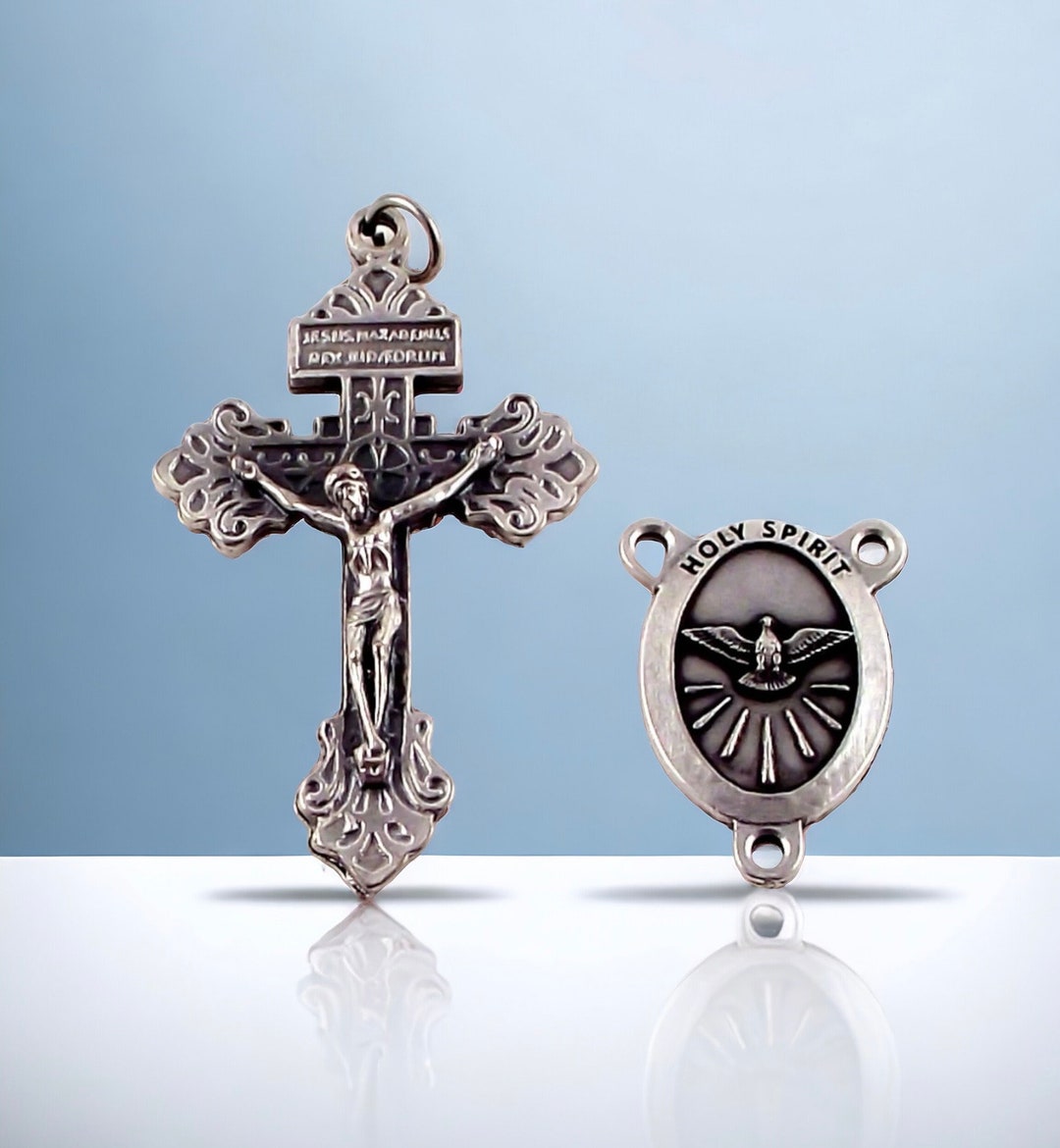 Catholic Rosary Parts Pardon Crucifix Holy Spirit Center Medal