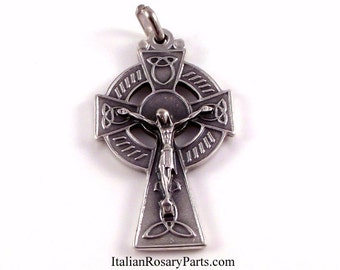 Irish Celtic Erin Rosary Crucifix Medal | Italian Rosary Parts