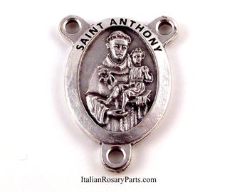 Saint Anthony of Padua Premium Oval Rosary Center Medal | Italian Rosary Parts