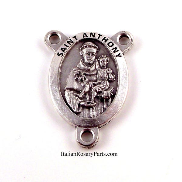 Saint Anthony of Padua Premium Oval Rosary Center Medal | Italian Rosary Parts