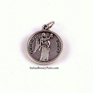 Italian Rosary Parts | Guardian Angel Religious Medal Angel of God My Guardian Dear