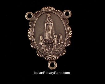 Bronze Our Lady of Fatima Rosary Center In Scalloped Frame | Italian Rosary Parts