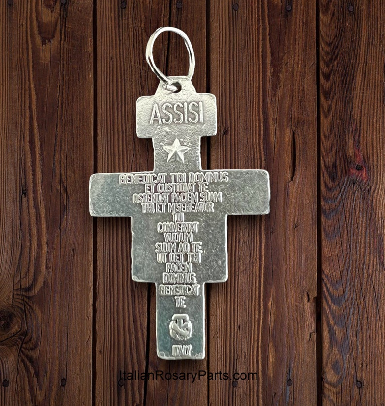 San Damiano Italian Rosary Crucifix with Latin Prayer on Back, Two Sizes To Choose From Italian Rosary Parts image 3