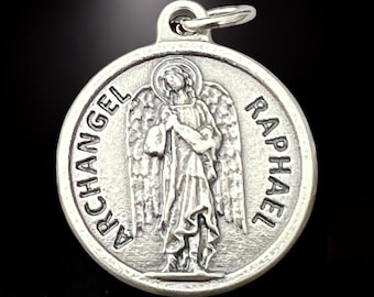 Katholische Rosenkranz-Medaille Heiliger Raphael der Erzengel | San Raffaele | Hergestellt in Italien | Italienische Rosenkranz-Teile