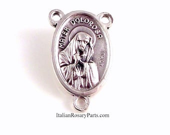 Virgin of Sorrows Holy Face of Jesus Rosary Center Medal | Italian Rosary Parts