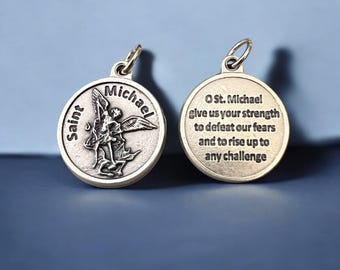 Saint Michael The Archangel Medal With Rise To Challenge Prayer, Made In Italy