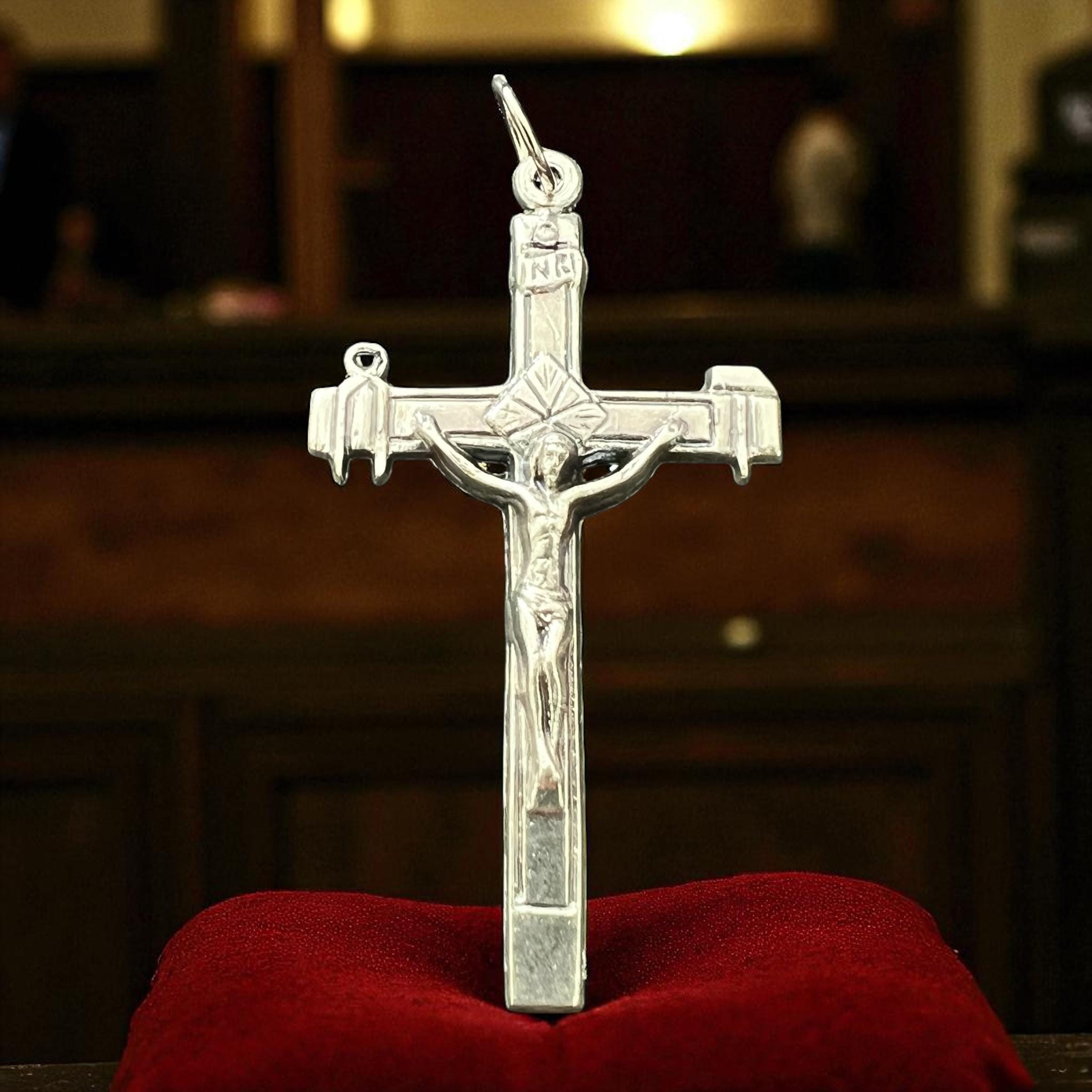Croix Trinité GTBITALY Pour Chapelet - Lot De 10 Pièces - Argent Galvanisé - 4 Cm - Fabriqué En Italie Chapelet Croix