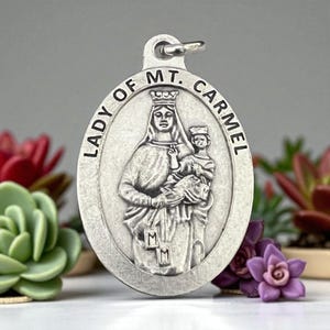 XL Sacred Heart, Virgin of Carmel Medal | Scapular Medal | Catholic Rosary Parts |  |  Italian Rosary Parts