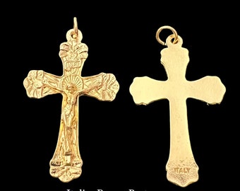Rosary Crucifix Gold Finish Italian Trinity Crucifix | Italian Rosary Parts