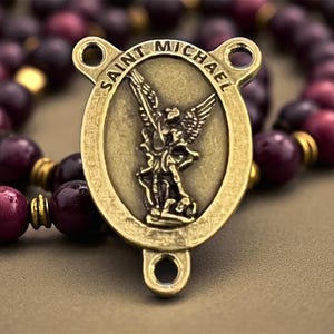 Saint Michael Archangel Rosary Centerpiece | Bronze Finish, Italian Medal