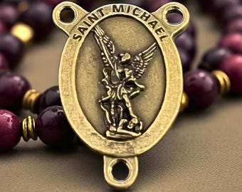 Saint Michael Archangel Rosary Centerpiece | Bronze Finish, Italian Medal