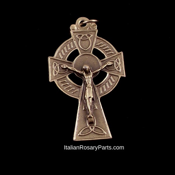 Bronze Irish Celtic Erin Rosary Crucifix Medal | Italian Rosary Parts