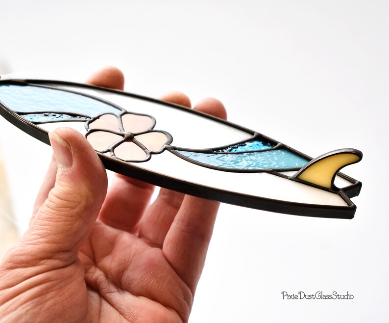 Stained Glass Surfboard Suncatcher Glass Surfboard Ornament Etsy