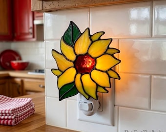 Stained Glass Sunflower Night Light