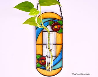 Stained Glass Plant Propagation Station and Bud Vase